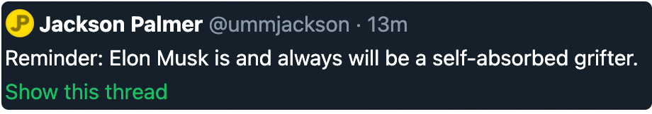 Jackson Palmer criticises Elon Musk